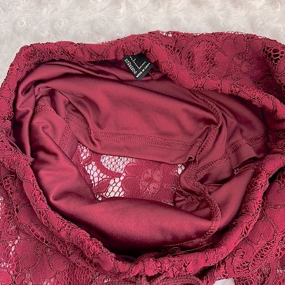 Forever 21 Burgundy Lace Bell Bottom Lace Up Detail - Picture 8 of 8
